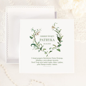 PUDEŁKO na szatkę Chrzest Św. personalizowane Delikatne Lilie