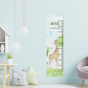 MIARKA WZROSTU PREZENT DLA DZIECKA ŻYRAFA AKWARELA PERSONALIZOWANA