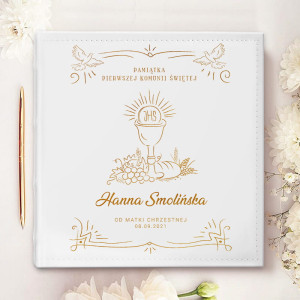 Album na Zdjęcia Pamiątka I Komunii Św. Symbole Komunijne