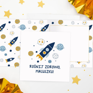 KARTKA na życzenia urodzinowe dla dziecka Kosmiczne Przygody + Koperta
