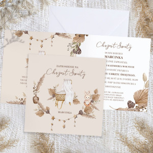 ZAPROSZENIE personalizowane na Chrzest św. BOHO