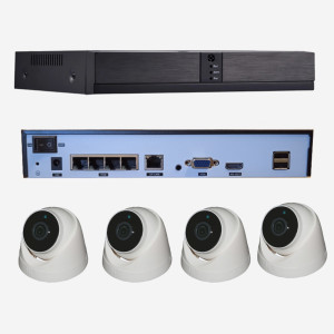 Foutec säkerhets övervakningskameror med 4 st 8MP 4k PoE Dome-kamera MIC Paket