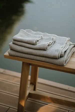RĘCZNIK DO SAUNY LEN WAFEL NATURAL GREY