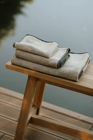 Lniany Ręcznik Frotte Natural Black 30x30