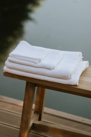 RĘCZNIK DO SAUNY LEN WAFEL WHITE