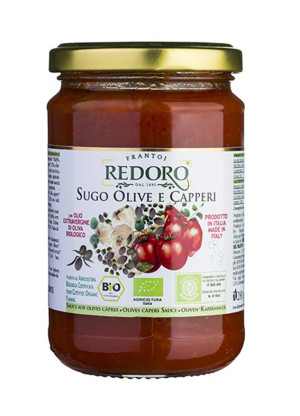 Sos pomidorowy z oliwkami i kaparami BIO 290g - Redoro
