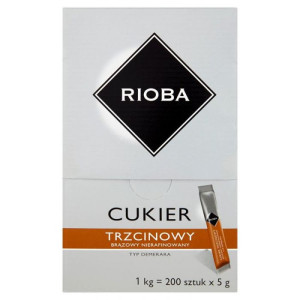 Cukier trzcinowy nierafinowany w szaszetkach 200x5g - Rioba
