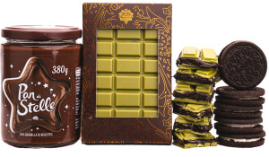 Czekolada biała z herbatą Matcha, kremem czekoladowym z ciasteczkami i kakao 155g - Schronisko Bukowina