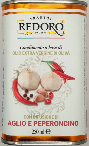 Oliwa z oliwek z czosnkiem i chili w puszce 250ml - Redoro
