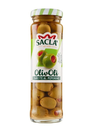 Zielone olwiki w solance nadziewane pastą paprykową 140G - Sacla