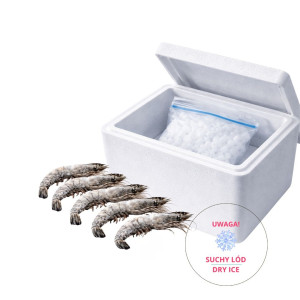 Krewetki 6/8 Black Tiger surowe z głową z ogonem 20% 800g - ebi