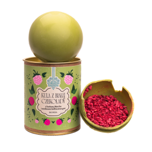 Kula z białej czekolady z herbatą Matcha i malinami liofilizowanymi 45g - Schronisko Bukowina