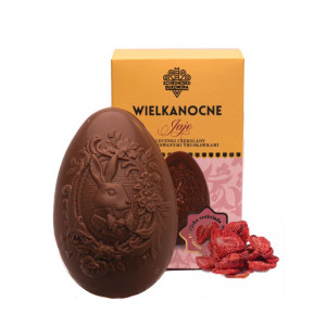 Jajko z mlecznej czekolady i liofilizowanymi truskawkami 60 g - Schronisko Bukowina