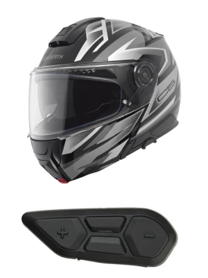Zestaw: Kask szczękowy Schuberth C5 Zenith czarno-szary połysk + dedykowany interkom motocyklowy + Gratisy