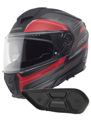 Zestaw: Kask integralny Schuberth S3 Apex czarno-szaro-czerwony + dedykowany interkom motocyklowy Schuberth SC2 + Gratisy