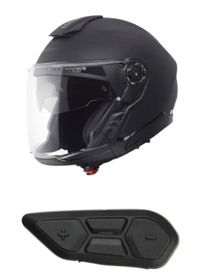 Zestaw: Kask otwarty Schuberth J2 czarny matowy + dedykowany interkom motocyklowy + Gratisy