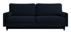 Kanapa rozkładana trzyosobowa Tomonde z pojemnikiem granatowa welur łatwoczyszczący SELSEY