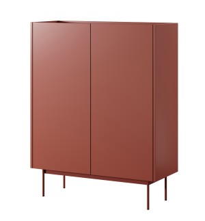Komoda wysoka Color 97 cm dwudrzwiowa Ceglasta / Dąb Linea SELSEY