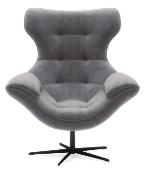 Fotel obrotowy Yoggie z podnóżkiem jasnoszary welur łatwoczyszczący SELSEY