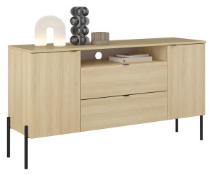 Komoda dwudrzwiowa Ore z dwiema szufladami 140 cm dąb lindberg SELSEY