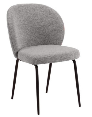 Krzesło tapicerowane Chinmoy szare z oparciem na metalowych nóżkach boucle SELSEY