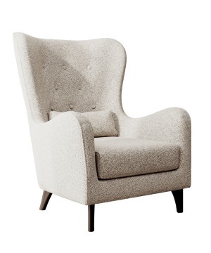 Fotel wypoczynkowy uszak Calmino kremowy boucle nóżki wenge SELSEY