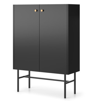 Komoda wysoka Divenos dwudrzwiowa 93 cm Czarna SELSEY