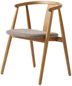 Krzesło drewniane Dabasso z tapicerowanym siedziskiem dąb naturalny/szary SELSEY