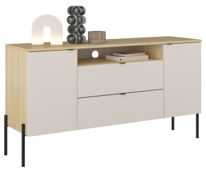 Komoda dwudrzwiowa Ore z dwiema szufladami 140 cm dąb lindberg/kaszmir SELSEY