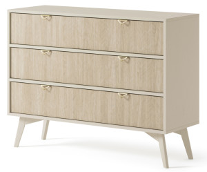 Komoda Favoria z szufladami 106 cm beżowa/jodełka scandi ze złotymi uchwytami SELSEY