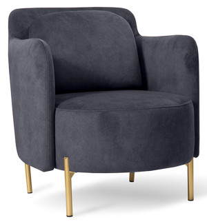 Fotel kubełkowy Venessel antracytowy welur łatwoczyszczący na złotych nóżkach SELSEY