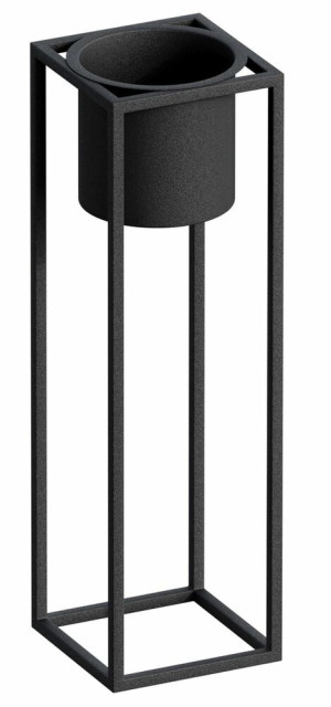 Doniczka Frequis na stojaku metalowa czarna SELSEY