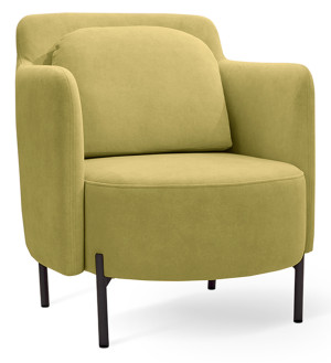 Fotel kubełkowy Venessel limonkowy welur łatwoczyszczący na czarnych nóżkach SELSEY