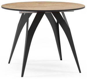 Stół rozkładany do jadalni Emants 120-220x120 cm Dąb Halifax z czarnymi nogami SELSEY