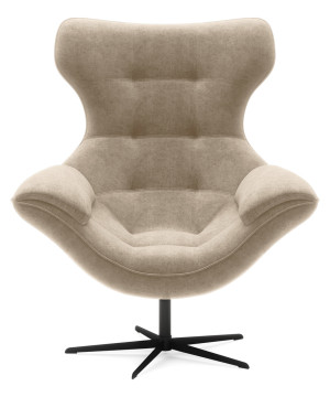 Fotel obrotowy Yoggie z podnóżkiem beżowy welur łatwoczyszczący SELSEY