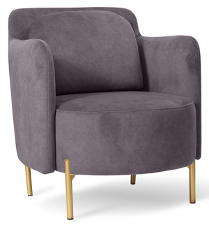 Fotel kubełkowy Venessel szary welur łatwoczyszczący na złotych nóżkach SELSEY