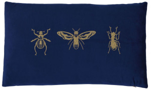 Poduszka Periallo 50x30 cm granatowa ze złotym nadrukiem SELSEY