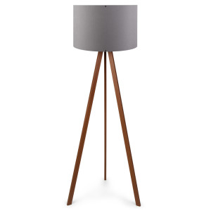 Lampa podłogowa Salika szara na brązowym stelażu SELSEY