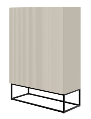 Modna Komoda dwudrzwiowa Veldio  90 cm Szary beż z czarnymi nogami  polski design, super cena, ekspresowa dostawa