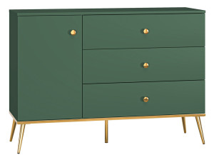 Komoda jednodrzwiowa Maturie z trzema szufladami 120 cm Zielony SELSEY
