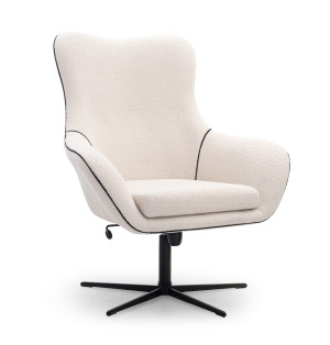 Fotel obrotowy Tumbo w tkaninie boucle kremowy SELSEY