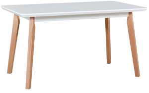Stół drewniany do jadalni rozkładany Ofitied 140-180x80 cm dąb naturalny/biały SELSEY