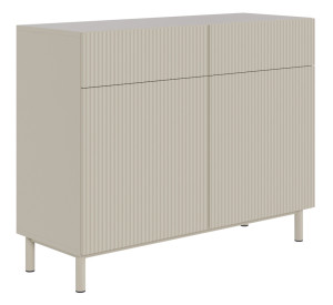 Modna Komoda dwudrzwiowa Veldio New  z dwiema szufladami 100 cm szary beż  polski design, super cena, ekspresowa dostawa