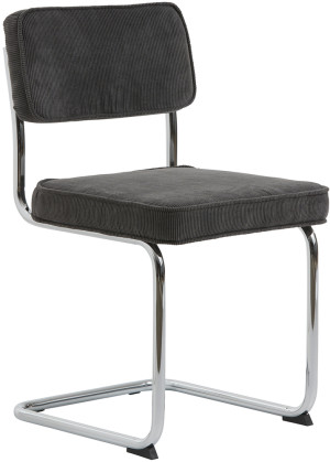 Krzesło tapicerowane Dessaus na chromowanej podstawie ciemnoszare SELSEY