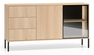 Komoda dwudrzwiowa Barnee z szufladami i oświetleniem 160 cm dąb lindberg SELSEY