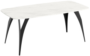 Stół rozkładany do jadalni Diffini 180-280x90 cm Marmur Bianco z czarnymi nogami SELSEY