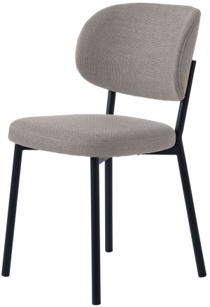 Krzesło tapicerowane Abatio na czarnej metalowej podstawie szare SELSEY