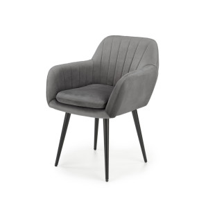 Krzesło tapicerowane Komoryn z podłokietnikami popielate SELSEY