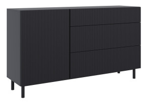 Modna Komoda jednodrzwiowa Veldio New  z trzema szufladami 140 cm czarna  polski design, super cena, ekspresowa dostawa