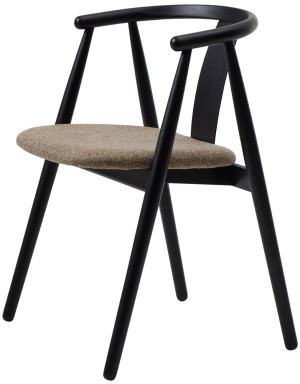 Krzesło drewniane Dabasso z tapicerowanym siedziskiem czarny/brązowy SELSEY